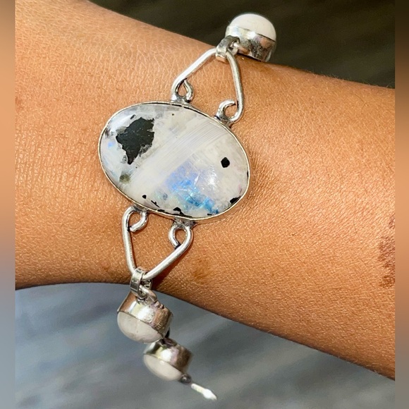 Rainbow Moonstone Bracelet 7 1/2”- 8” - Picture 1 of 8